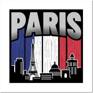 Paris France Skyline Vintage Flag Posters and Art